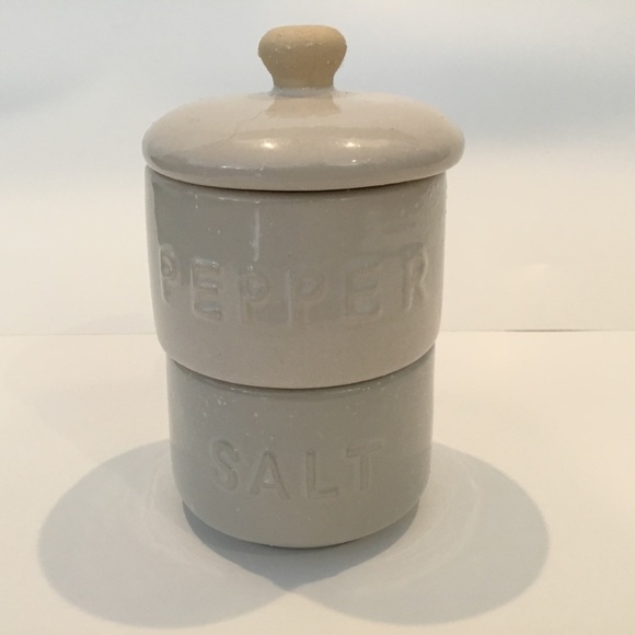 Creative Co Op  Salt and Pepper Pots Stacking Stoneware - Picture 3 of 7